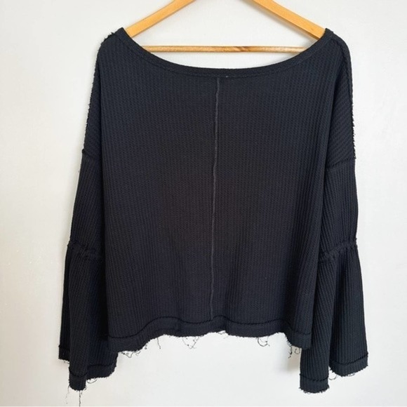 We The Free Dahlia Waffle Knit Thermal Bell Sleeve Oversized Top Size Medium - Picture 8 of 10